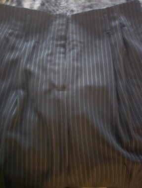 Womens  Pinstripe Suit Pants - Black with White Pinstripes